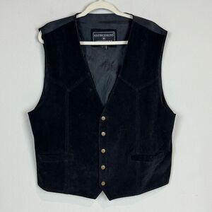 VTG Expressions Contemporary Black Suede Snap Front Vest L